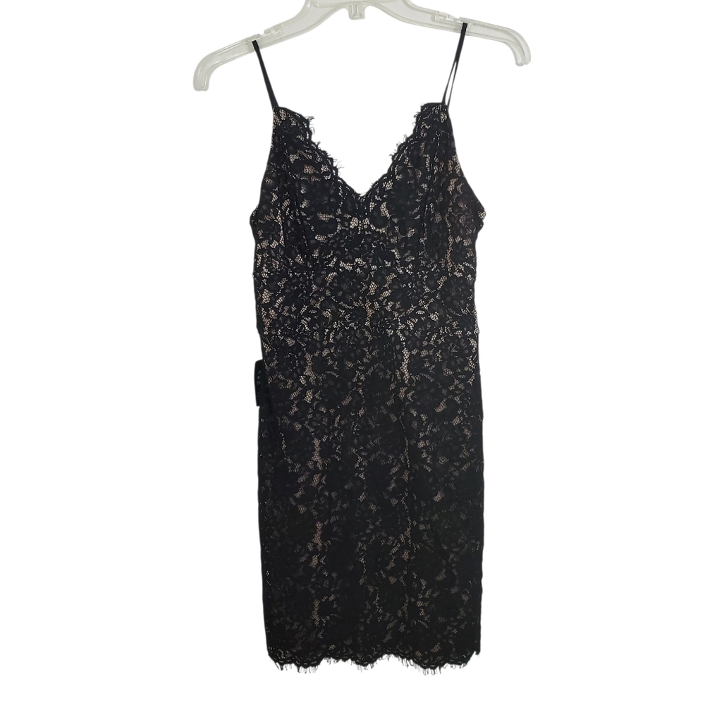 NWT Express Black Lace Slip Dress Thin Strap V-Neck Lacy Witch Whimsigoth Small